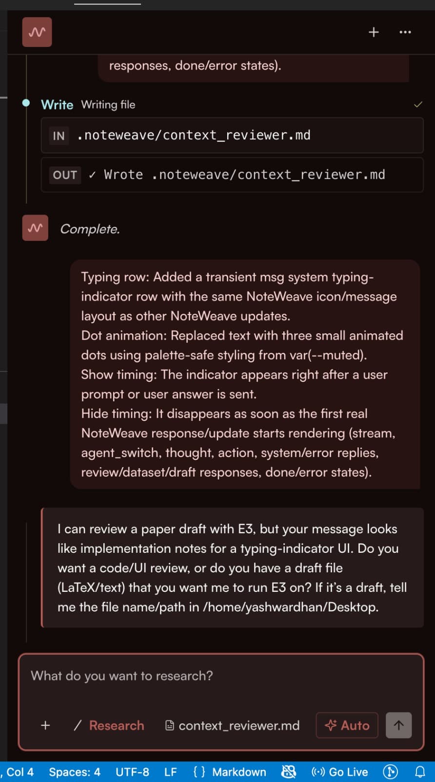 Bright Noteweave interface before the visual redesign