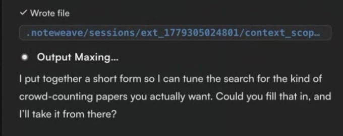 Noteweave preserving the session file while requesting missing scope details