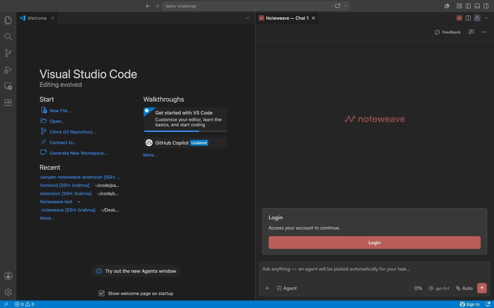 Noteweave research plugin open inside a coding IDE