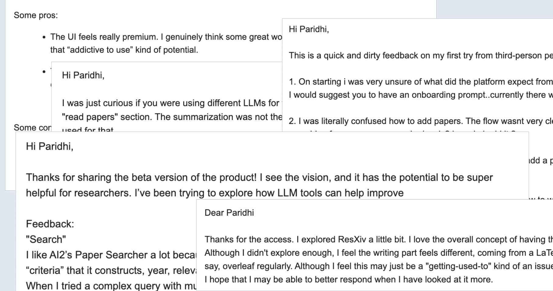 ResXiv email feedback funnel